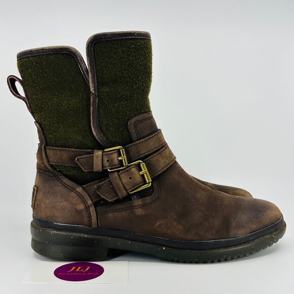 UGG Women's Simmens Brown Waterproof Leather Wool Lined Boots 1005269 Size 9 - Picture 1 of 13